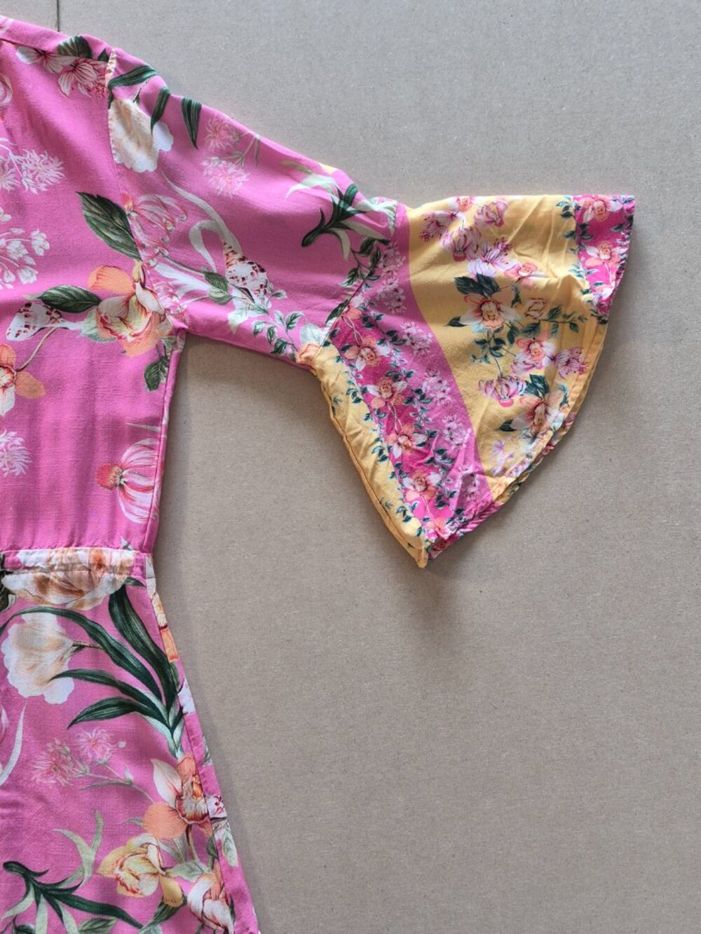 Maaji Pink Floral Kimono Mini Dress Cover Up Boho - Picture 7 of 15
